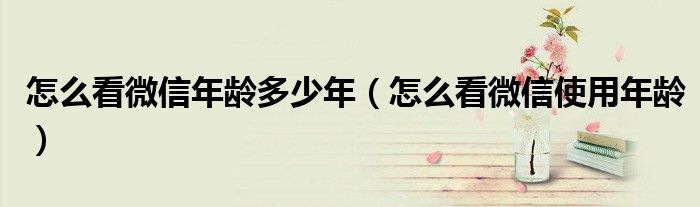 怎么看微信年龄多少年（怎么看微信使用年龄）