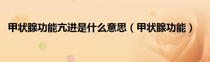甲状腺功能亢进是什么意思（甲状腺功能）