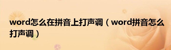 word怎么在拼音上打声调（word拼音怎么打声调）