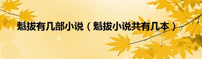 魁拔有几部小说（魁拔小说共有几本）