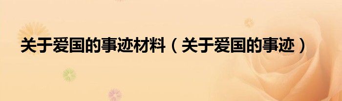 关于爱国的事迹材料（关于爱国的事迹）