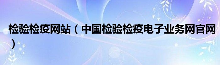 检验检疫网站（中国检验检疫电子业务网官网）