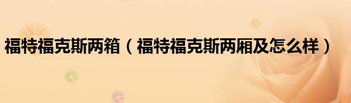 福特福克斯两箱（福特福克斯两厢及怎么样）