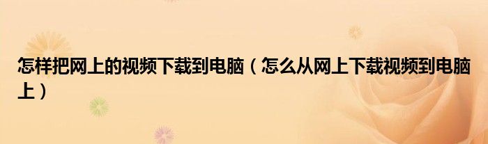 怎样把网上的视频下载到电脑（怎么从网上下载视频到电脑上）