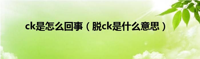 ck是怎么回事（脱ck是什么意思）