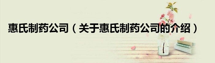 惠氏制药公司（关于惠氏制药公司的介绍）