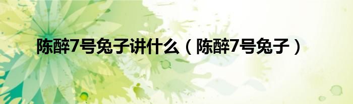 陈醉7号兔子讲什么（陈醉7号兔子）