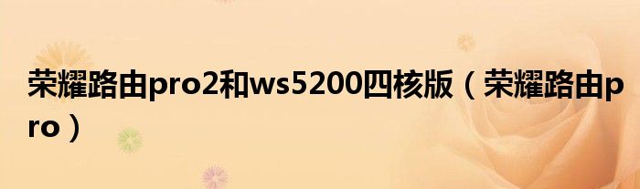 荣耀路由pro2和ws5200四核版（荣耀路由pro）