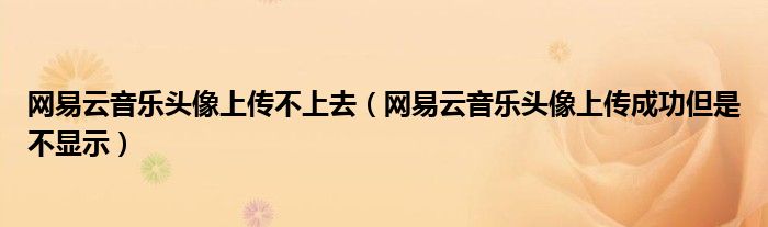网易云音乐头像上传不上去（网易云音乐头像上传成功但是不显示）