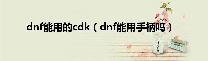 dnf能用的cdk（dnf能用手柄吗）
