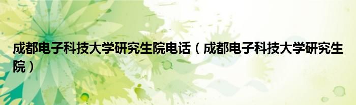 成都电子科技大学研究生院电话（成都电子科技大学研究生院）