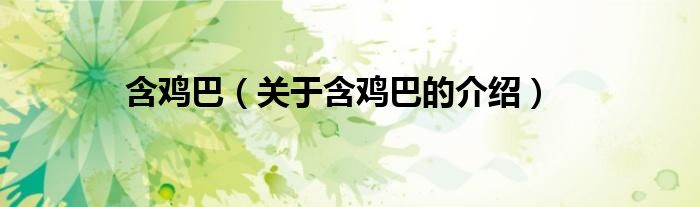 含鸡巴（关于含鸡巴的介绍）
